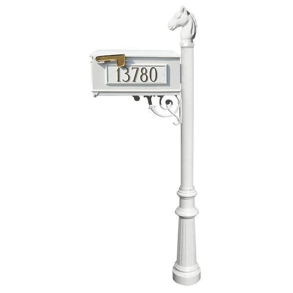 Qualarc Mailbox w/fluted base, horsehead finial LMC-801-WHT - main